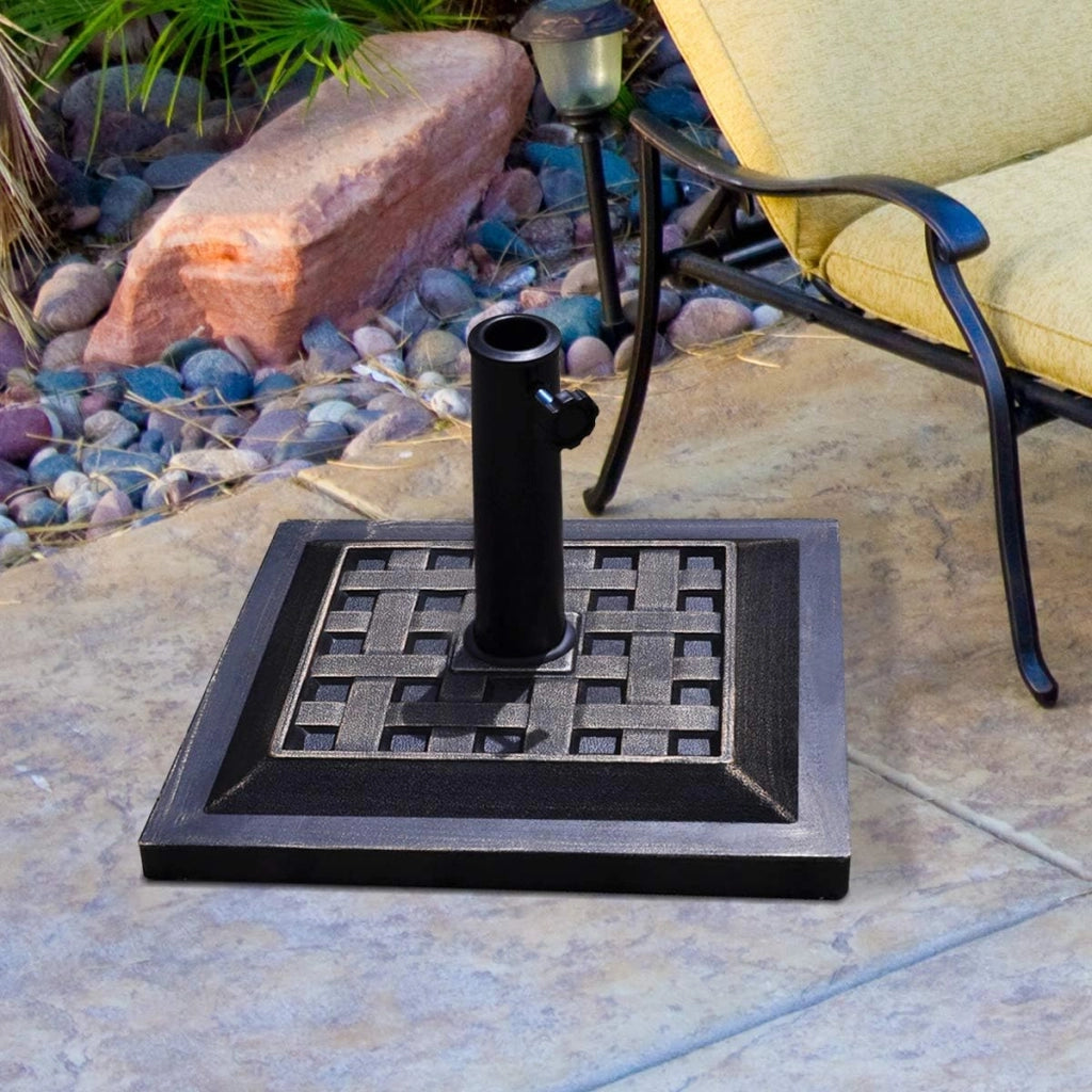 Base per Ombrellone, per Pali da 38-48mm, Base Ombrellone in Resina, 12KG, 44 x 44 x 33 cm, Nero
