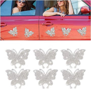 Decorazioni per vetri auto - 6 pezzi di adesivi con diamanti scintillanti e farfalle per auto - decorazione per veicoli con strass e cristalli - bianco .