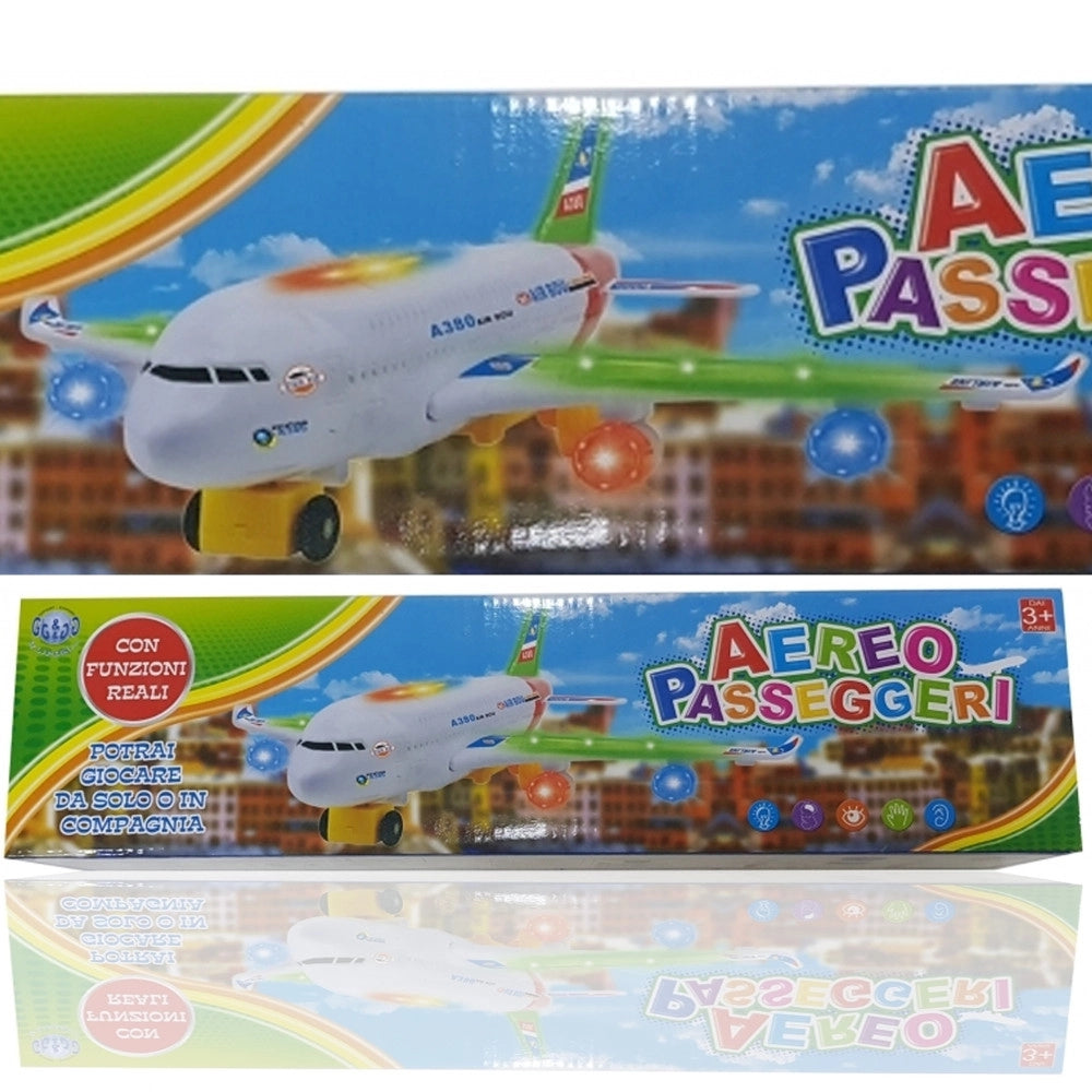 Trade Shop - Aeroplano Passeggeri Aereo Airliner A380 Suoni Luci Gioco Bambini Doll Modellino -