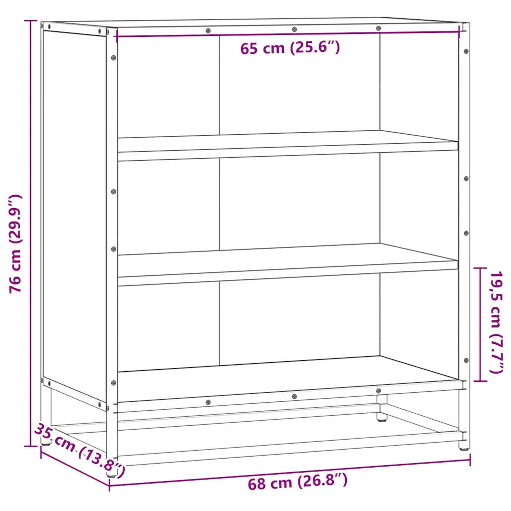 Credenza Rovere Nera 68x35x76 cm in Truciolato e Metallo 848974