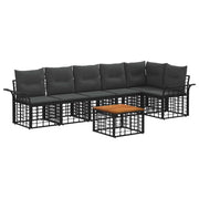 Set di divani da esterno 7 pcs Nero e Grigio scuro Poliestere