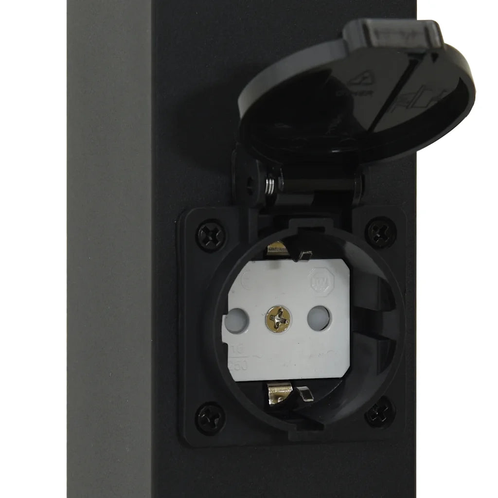Lampada a paletto con presa elettrica 50 cm Nera IP44 4006083