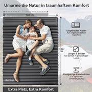 Matrassopblaasbaar per aria per 2 persone con cuscino - 10 cm di spessore - 140 x 200 cm - autoinflante - matrassocamping con pompa per piedi - grigio
