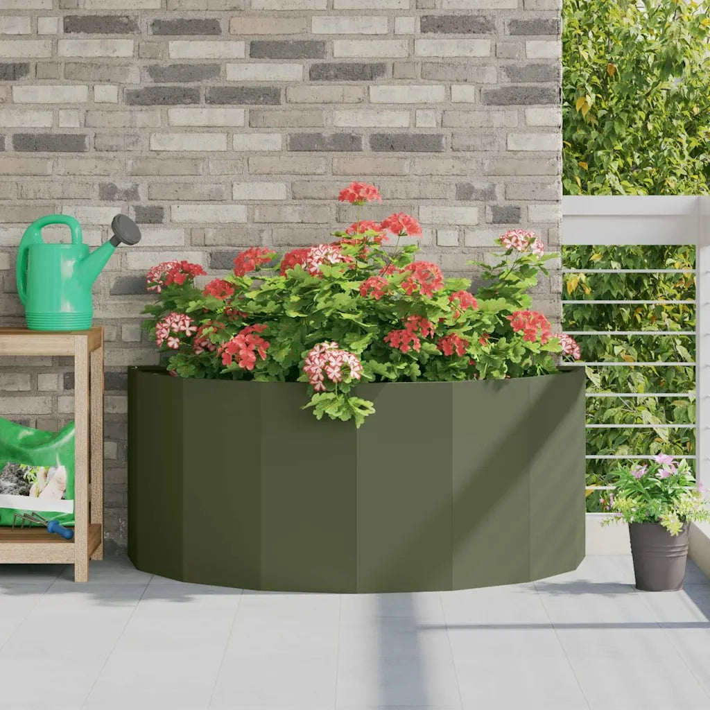 Fioriera-Vaso-Contenitore per Piante Verde oliva 120 x 60 x 50 cm Acciaio