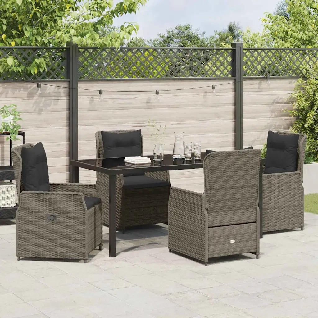 Set da Pranzo per Giardino 5 pcs Grigio polyrattan 3380956
