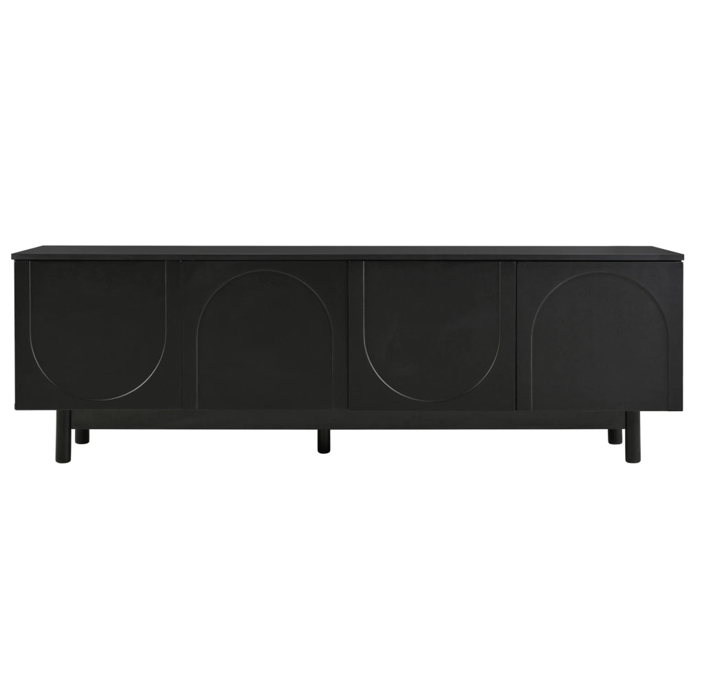 Mobile TV ULEVR 175x38x56 cm con 4 ante push-to-open e ripiani regolabili, nero