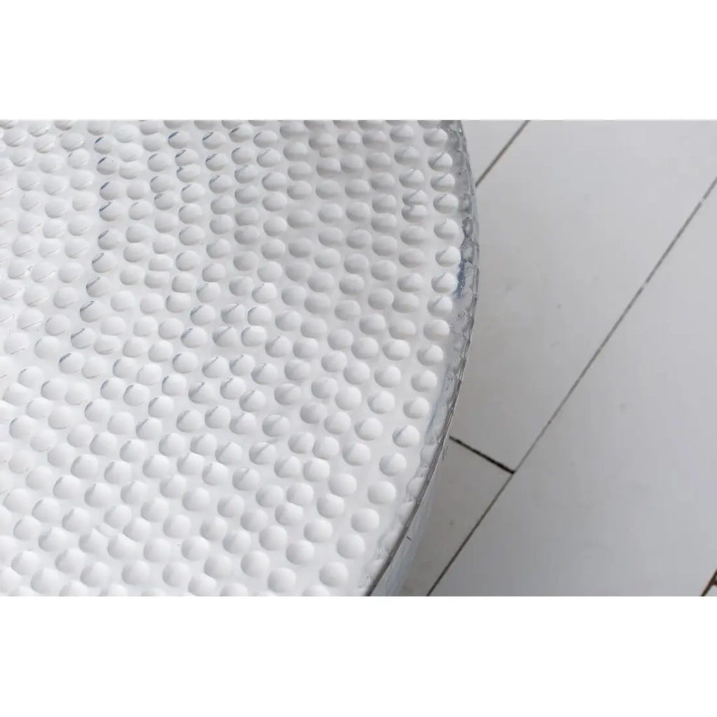Tavolino TRIANE 60 cm in alluminio argento martellato – Tavolino rotondo di design