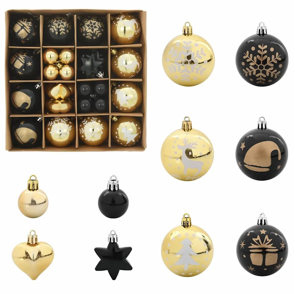 Set di Palle di Natale 40 pz Nero e Oro Plastica CFW2627657