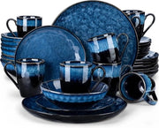 Set da tavola per 8 persone con piatti in vetro azzurro brillante - Incluso piatti da dessert, piatti da colazione e bicchieri - Azzurro
