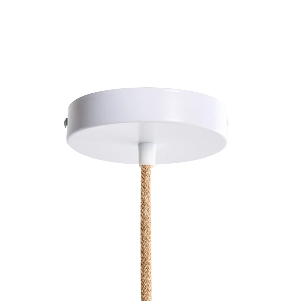 Lampada a sospensione con base in ferro e paralume in corda di carta stile boho luce ambientale beige