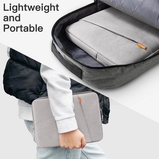 Sacco di protezione per laptop 16 pollici, zaino portatile, custodia impermeabile e shockassorbente (grigio chiaro)