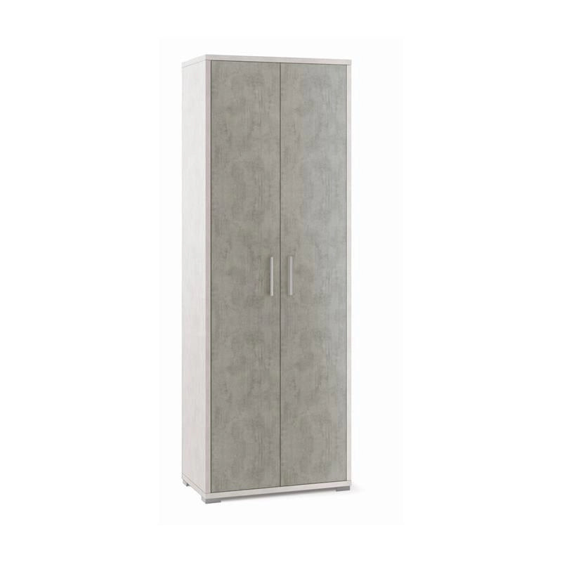 ARMADI DA ARREDO CON 2 ANTE DIMENSIONI 199X71X41 CM COLORE OSSIDO BIANCO E CEMENTO