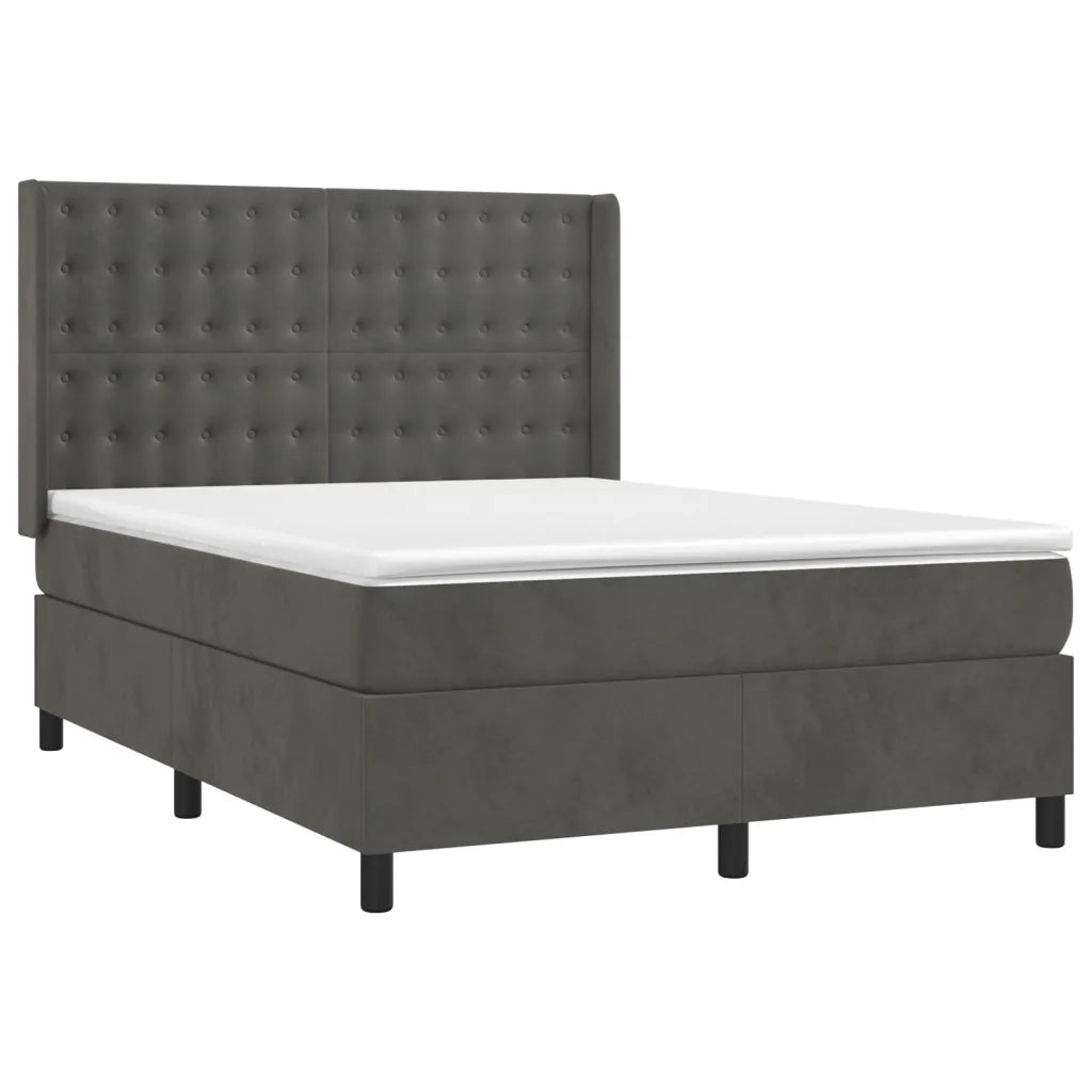 Letto a Molle con Materasso e LED Grigio Scuro 140x190 cm 3139800