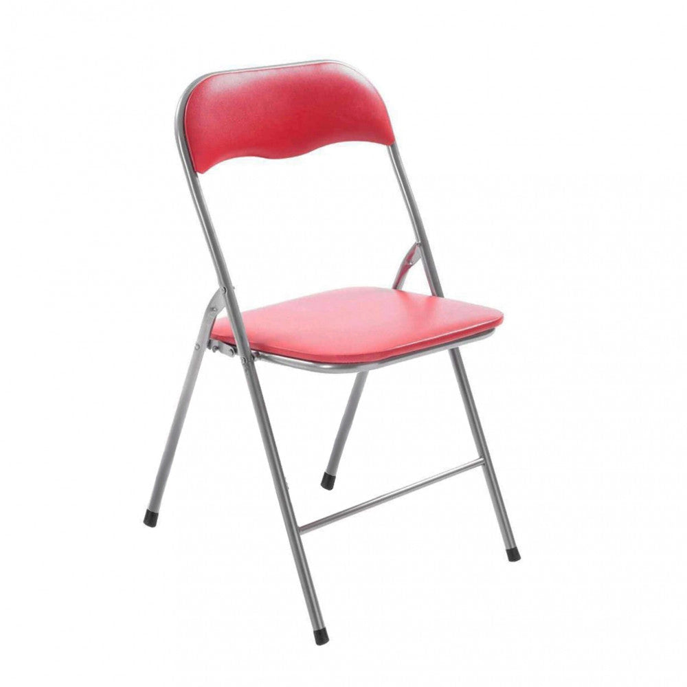 Sedia da Giardino Pieghevole Slim 44x45x79 h cm in Acciaio Rossa Opaca