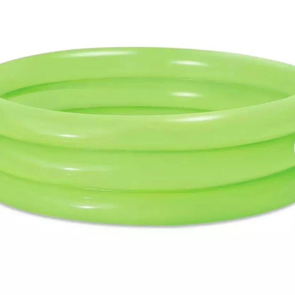 Trade Shop - Piscina Gonfiabile Verde A 3 Anelli Per Bambini Rotonda 91 X 23 Cm Giardino 017550 -