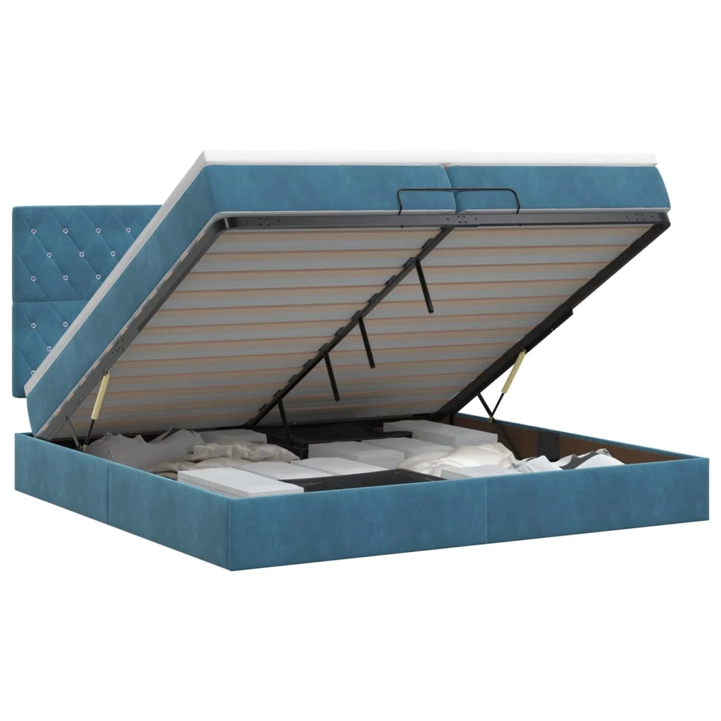 Letto ottomano con materasso Blu Scuro 200 x 200 cm Velluto 3457675