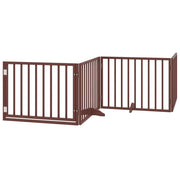 Cancelletto di sicurezza per cani con porta in legno di pioppo a 4 pannelli marrone 02_0023299
