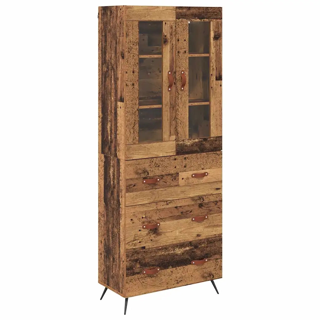 Armadietto alto con ripiano con cassetto 2 pcs Legno vecchio 3415617