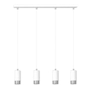 Lampadario 4 Luci Ivar Con Cilindri In Acciaio Bianco E Cromo