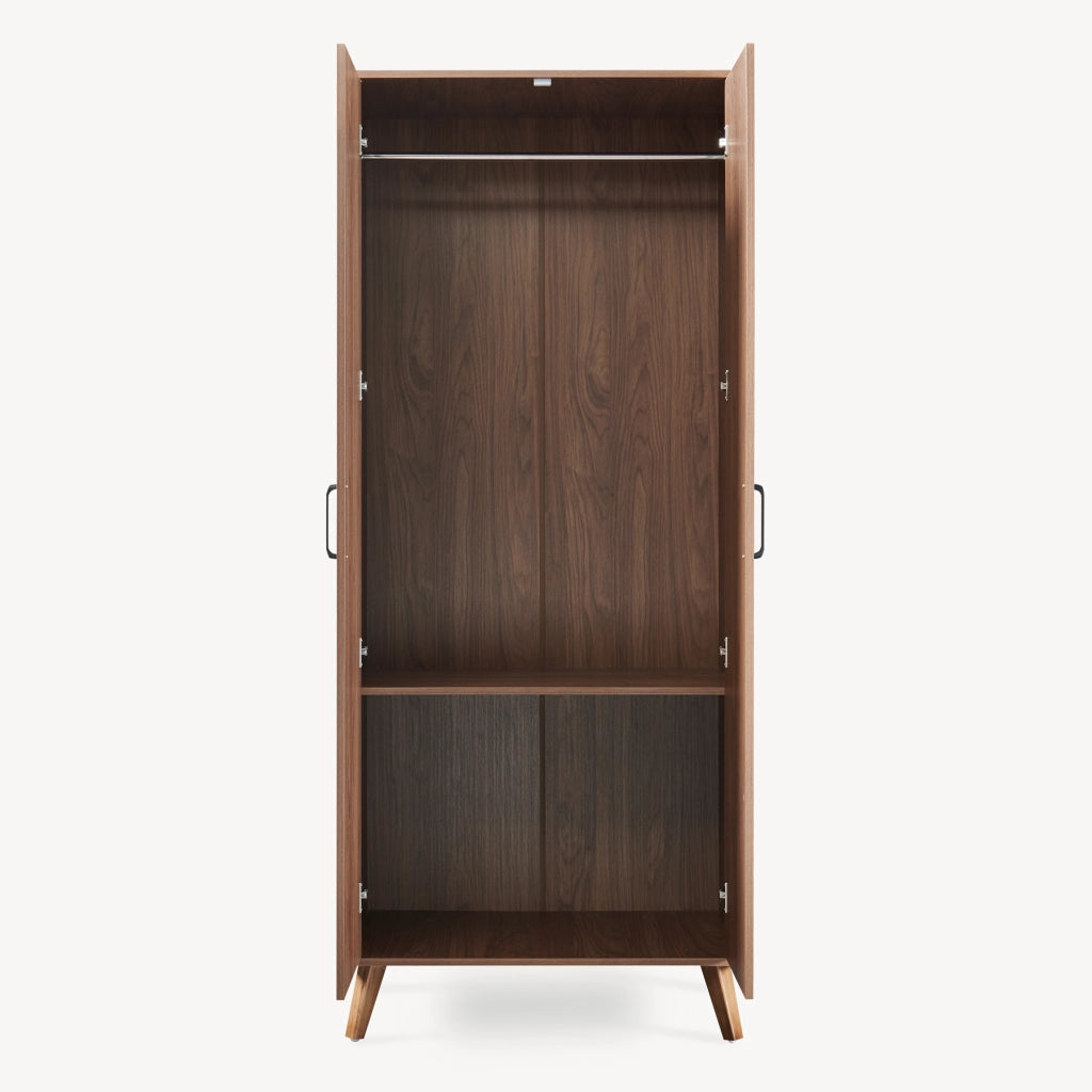 Armadio Guardaroba Norg con 2 Ante e Scomparto 191x80x52 cm - Effetto Noce [en.casa]