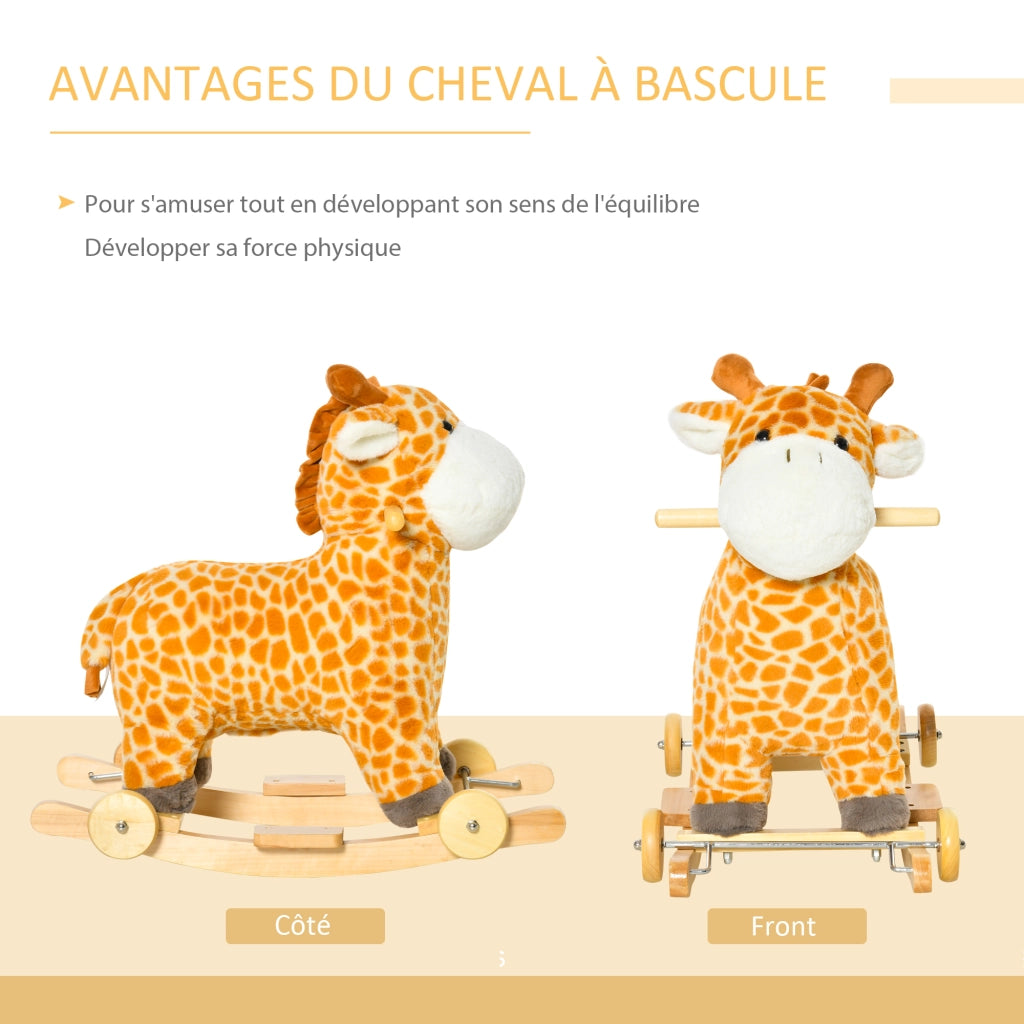 Giraffa Portagiochi 2 in 1 con Suono ¨C Zephmum ¨C Legno di Pioppo Peluche Poliestere