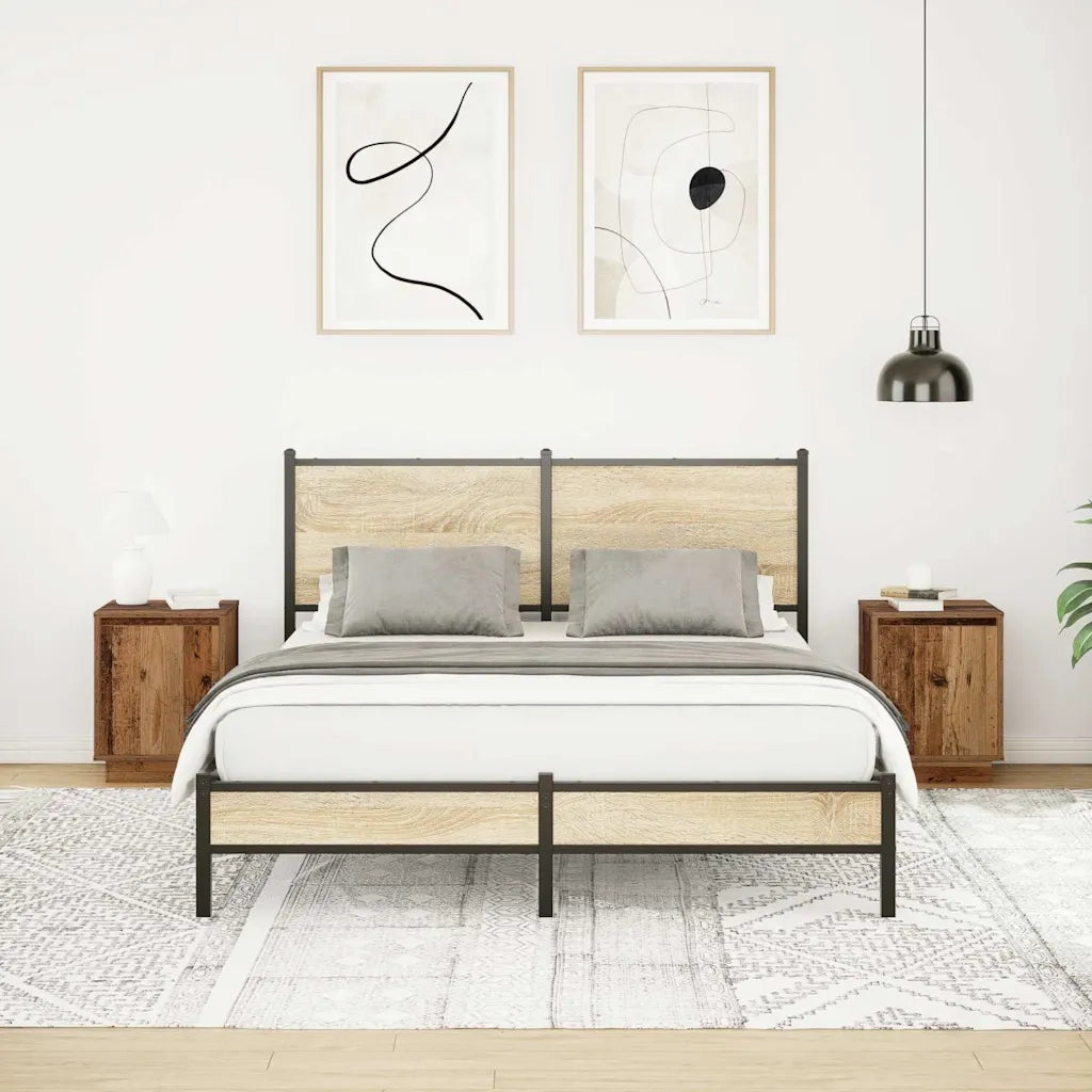 Comodini con Luci a LED 2 pz Legno Antico 38x34x50 cm 861280