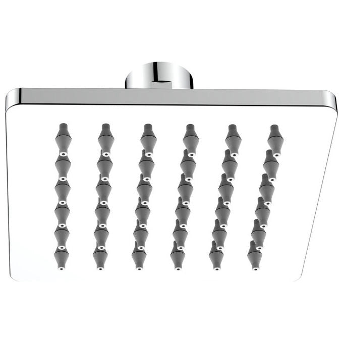 Idro Bric soffione doccia quadrato Atene, acciaio inox cromato, anticalcare, effetto pioggia, snodabile, attacco 1-2'', 10x10 cm