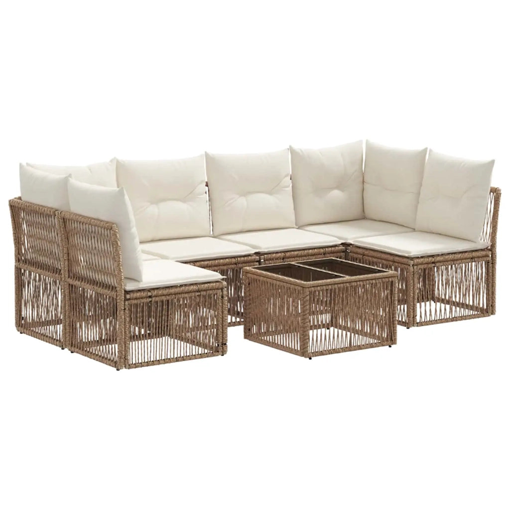 Set Divano da Giardino 7 pcs Beige polyrattan