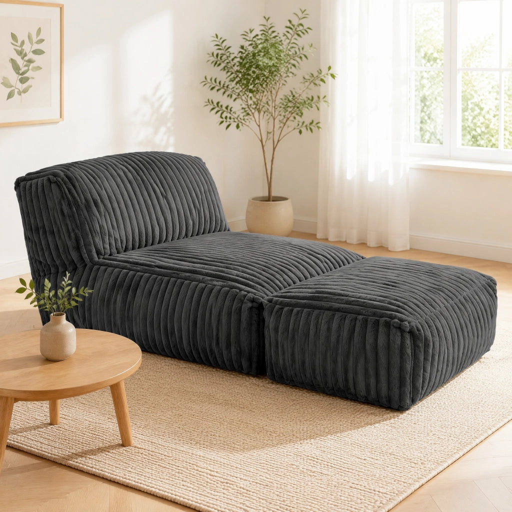 DIVANO LETTO Modulare da terra Grigio scuro in flanella