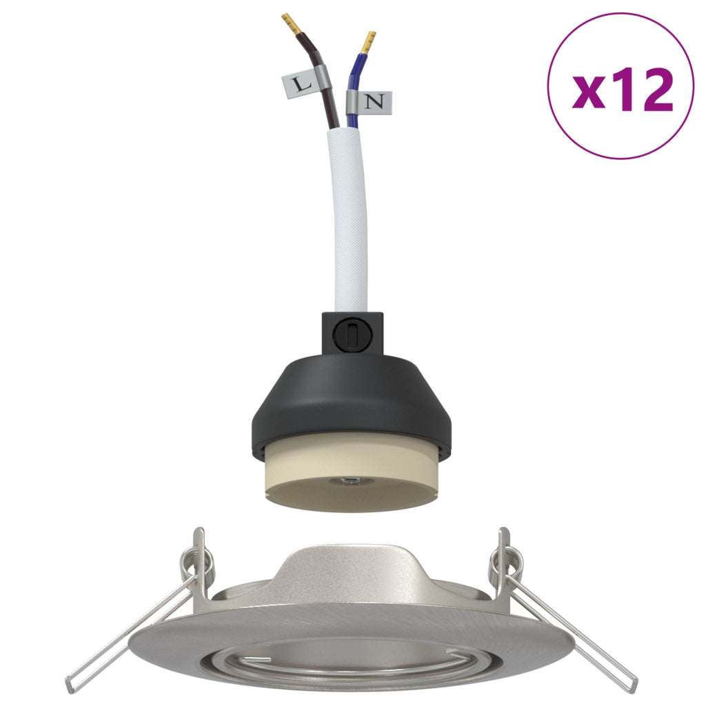 Faretti Incassati 12 pezzi Rotondo GU10 Argento Ã˜90 mm Acciaio