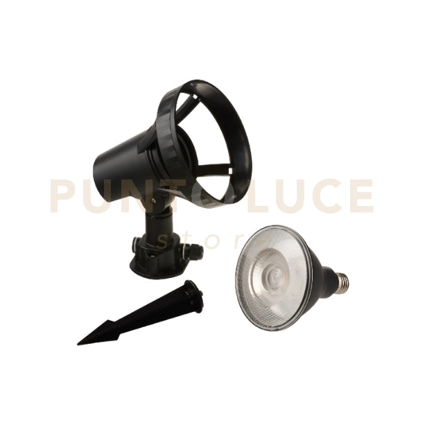 PROIETTORE LED GRUBB NERO 1 LUCE ATTACCO E27 15W 1100LM 4000K CON PICCHETTO 15,12X15,2X20,03CM