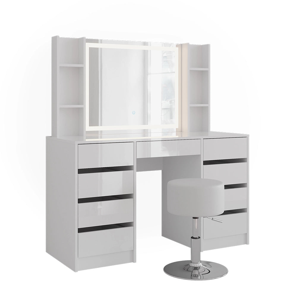 Vicco Tavolo da toeletta Bianco/bianco lucido 128.2 cm 5 parti