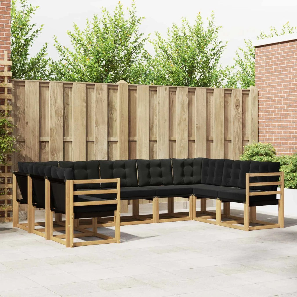 Set di divani da esterno 9 pz Bianco e Nero 3389850