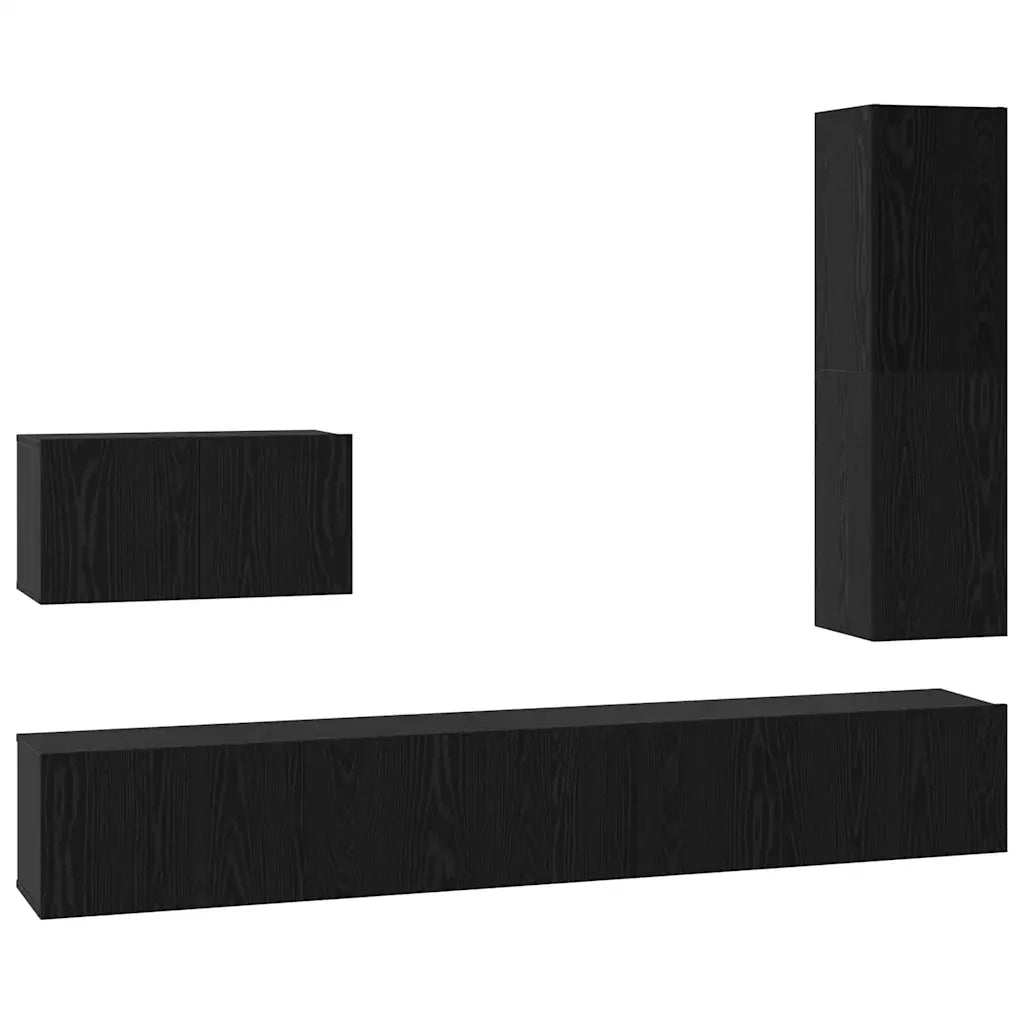 vidaXL Set mobile TV 4 pcs Rovere nero 200 x 30 x 30 cm