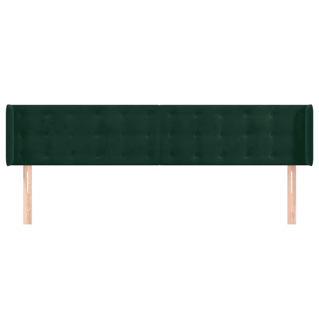 Testiera ad Orecchio-Testata con Orecchie Verde Scuro 203x16x78/88 cm in Velluto 281902
