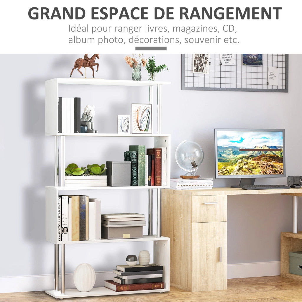 Libreria Scaffale Design Moderno 4 Ripiani ¨C zephmum ¨C Bianco 80x30x145 cm