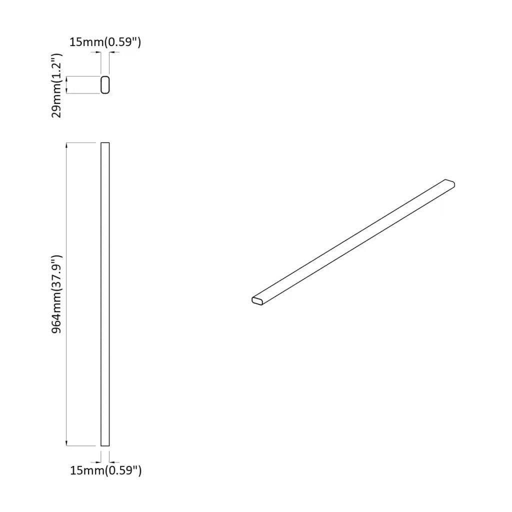 Asta per armadio 12 pz Argento 964 x 15 x 29 mm CFW2531840