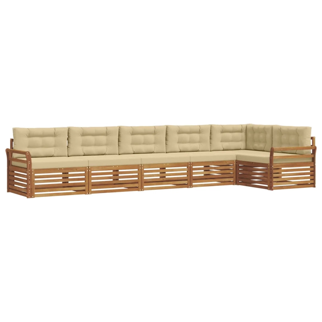 Set di divani da esterno con cuscino 6 pcs Naturale e Beige