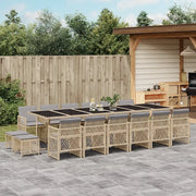 vidaXL Set da Pranzo da Giardino 17 pz con Cuscini Beige in Polyrattan