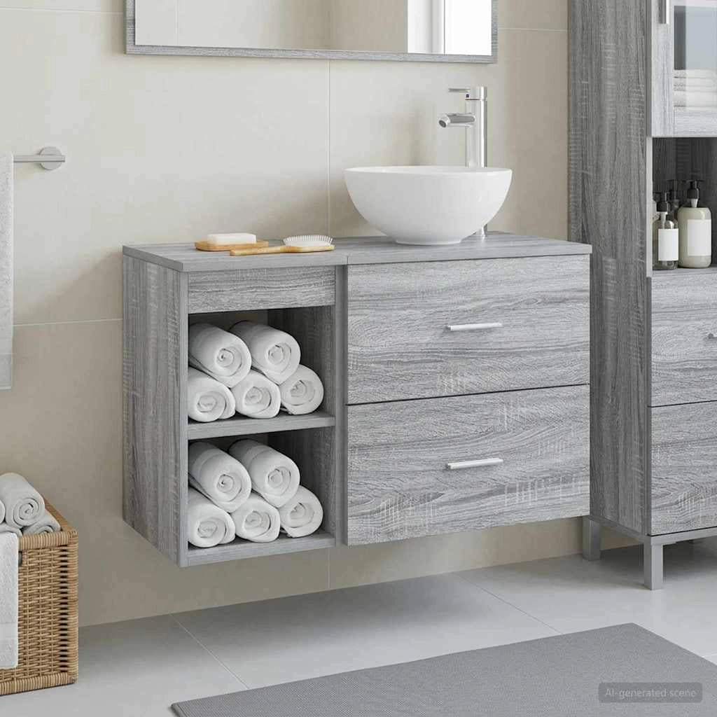 Set di mobili per il bagno 2 pz Sonoma grigio 3403877