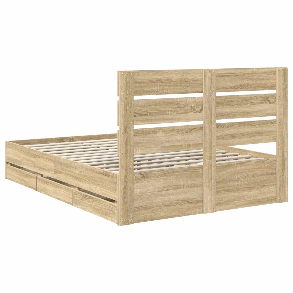 Struttura del letto con cassetto Rovere Sonoma 150 x 200 cm 3411824