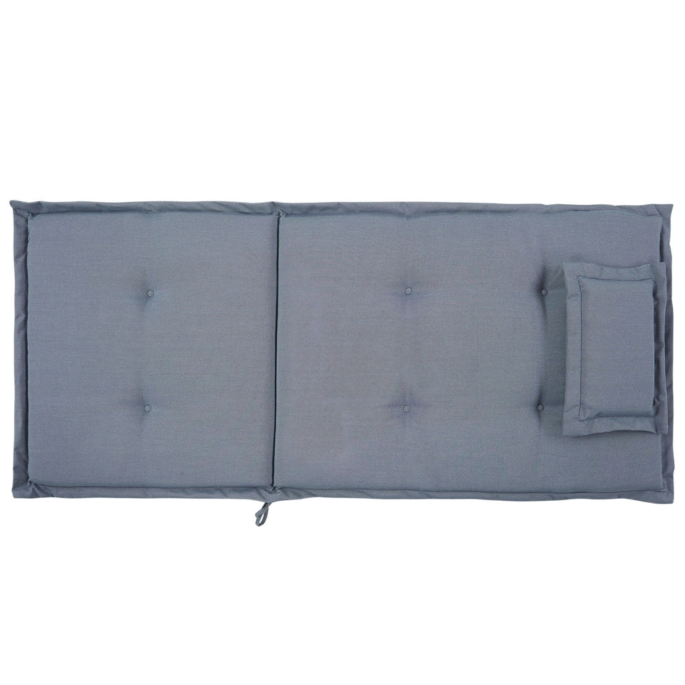 Set di 6 sedie da giardino in legno di acacia chiaro con cuscini blu pieghevole in stile rustico resistente ai raggi UV