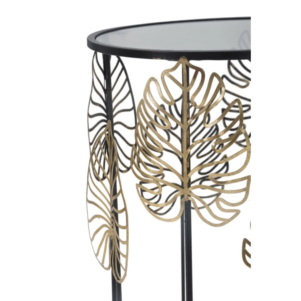 Set di Tavolini Foglia 67, Nero, Metallo, 38x38x55 cm