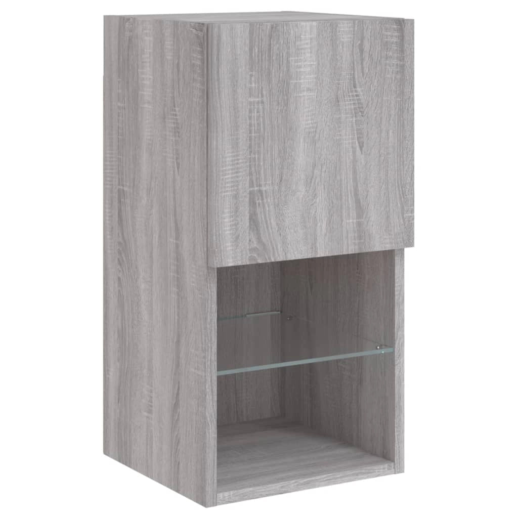 Mobile TV multimediale mensola TV credenza mobile TV parete attrezzata per sala da pranzo soggiorno camera da letto x 4 pezzi con luci LED grigio Sonoma 02_0028226