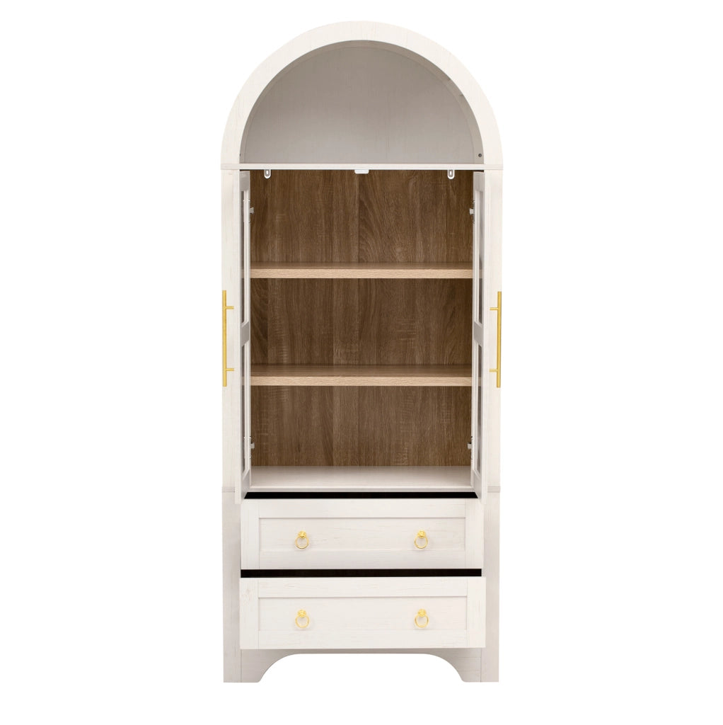 Credenza alta con ripiani regolabili e cassetti 76,2 x 40,1 x 180 cm bianca