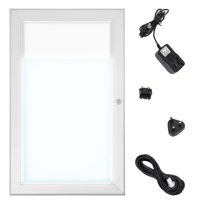 Bacheca con Apertura a Battente 30,1x48,7x2,3 cm in Alluminio con Led Silver