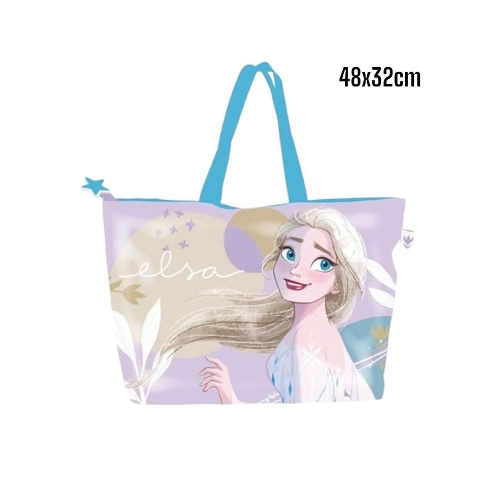 Trade Shop - Borsa Da Mare Di Elsa Per Donna E Bambina Shopping Bag Frozen Disney -
