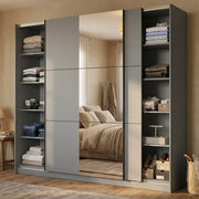 Armadio Camera da Letto Sorgono, Guardaroba Grande Appendiabiti, 236.5x210h cm Nero Antracite