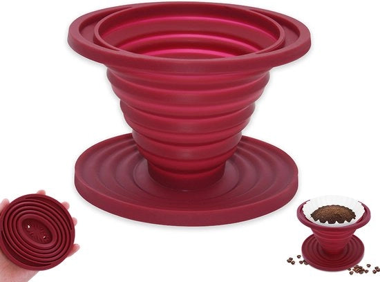 Filtro di caffè riciclabile - Dripper caffè - Riciclabile - Opvougibile - Supporto filtro caffè - Camping e outdoor - Barista - Espresso - portatile - riciclabile - per backpacking, camping