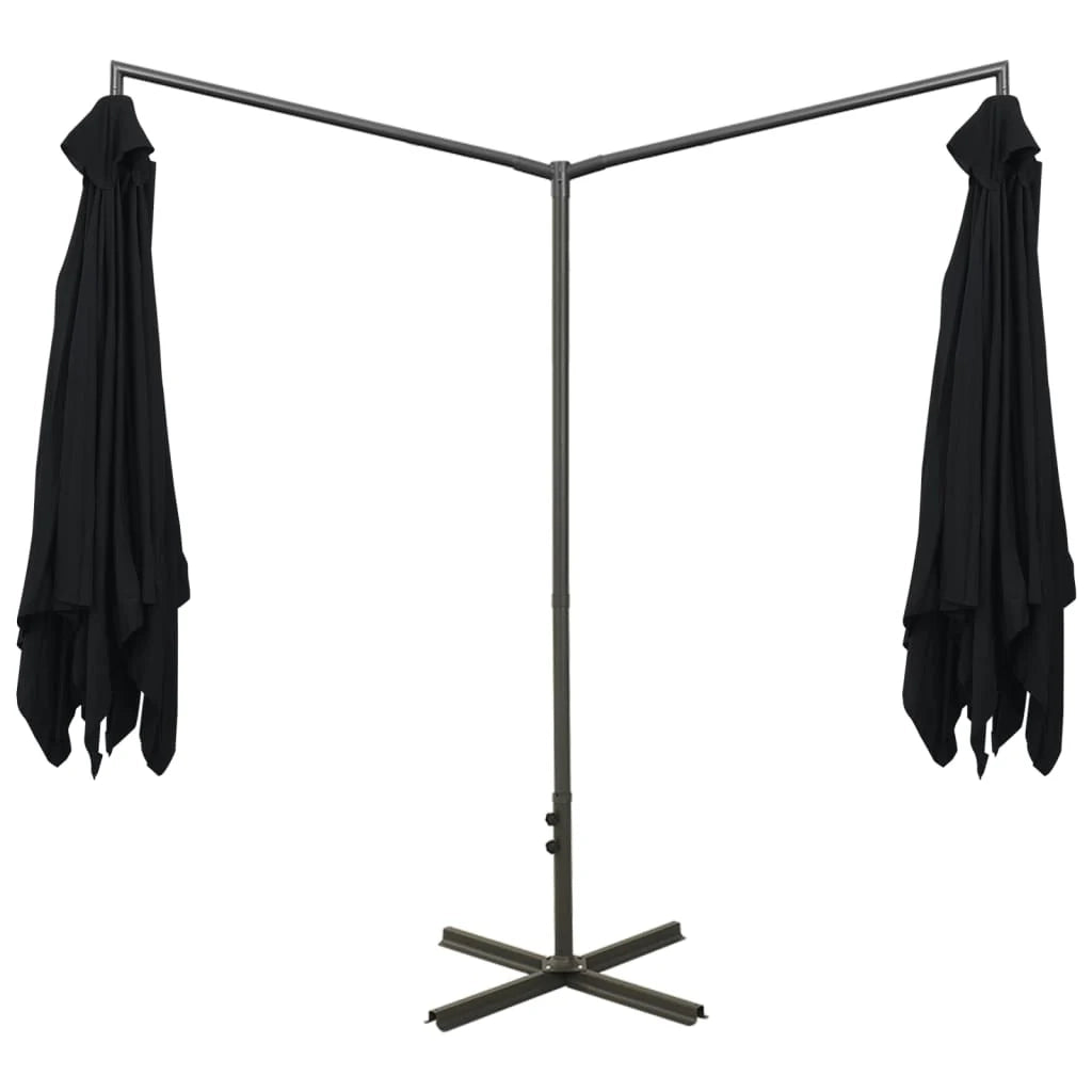 Ombrellone doppio con palo in acciaio nero 600 x 300 cm 02_0008428